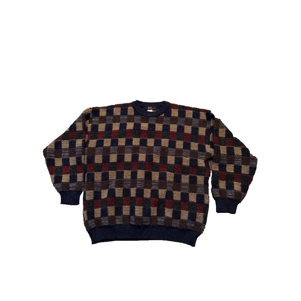 vintage northern winds made in italy checkerboard pattern sweater large mens